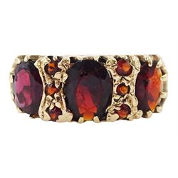 9ct gold garnet dress ring, hallmarked