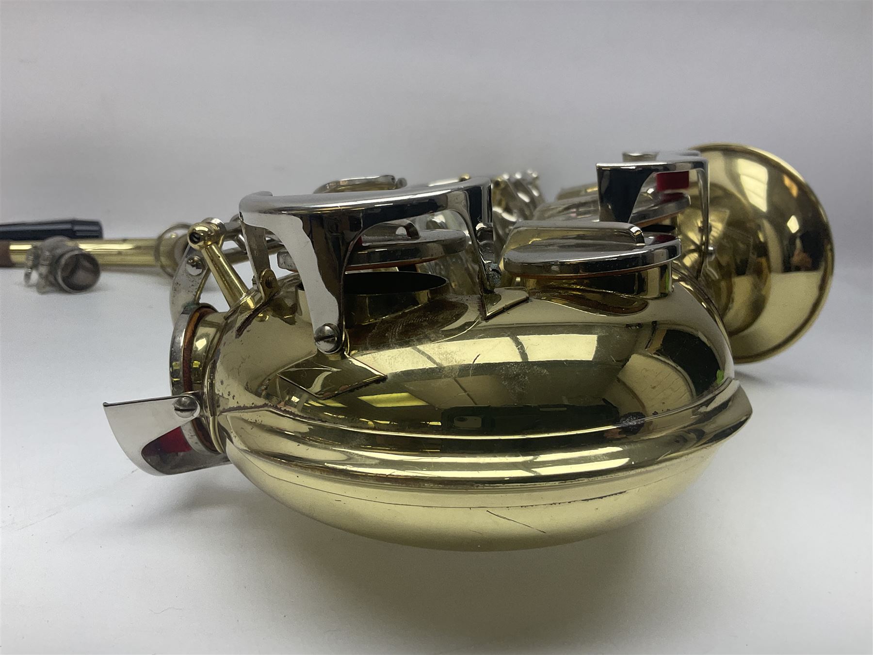 Czechoslovakian Boosey & Hawkes Powertone alto saxophone, serial no.125362; in fitted carrying case with crook