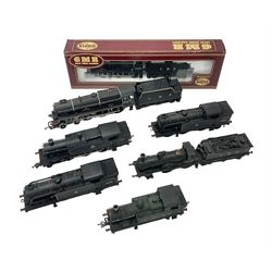 Airfix ‘00’ gauge - seven locomotives comprising Class 7P (Royal Scot) ‘Royal Scots Fusilier’ 4-6-0 no.6103 in LMS black with Mainline tender; two Class N2 0-6-2T no.69531 in BR black; Class 1282 2-4-0 no.20185 in LMS black; Class 61XX 2-6-2T no.6167 in BR black; Class 14XX 0-4-2T no.1466 in GWR green, all unboxed; Class 4F 0-6-0 no.4454 in LMS black, in original box (7)