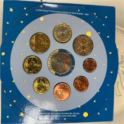 Mostly commemorative coins, medallions and fantasy coinage, including various 'Sainsbury's Makers of the Millennium' medal collection folders containing various medallions, The Toer Mint commemorative four medallion set in fitted case, Queen Elizabeth II 1982 silver proof piedfort twenty pence coin cased with certificate, various part filled The London Mint office folders etc