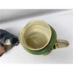 Collection of Royal Doulton and Beswick character jugs of various sizes, including North American Indian D6611, The Falconer D6533,  Tony Weller 281, Sairey Gamp 371 etc