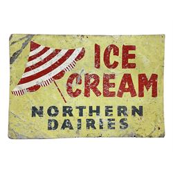 Northern Dairies Ice Cream aluminium advertising sign, W76cm H50cm