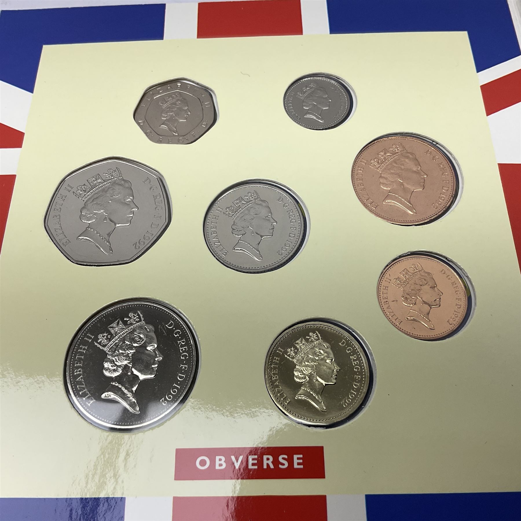 The Royal Mint United Kingdom 1992 and 1993 brilliant uncirculated coin collections, both including dual dated 1992/1993 EEC fifty pence coin, in card folders