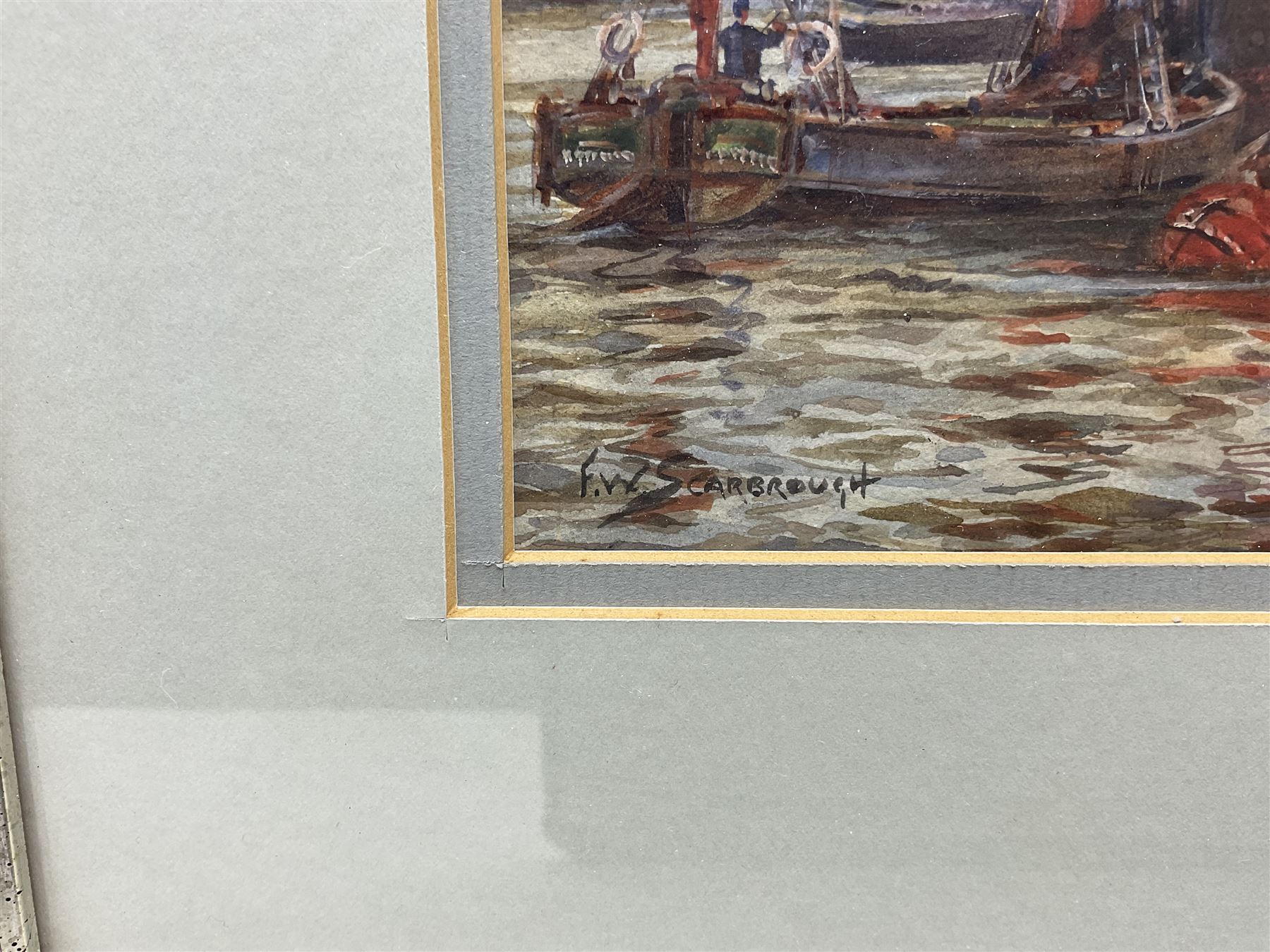 Frederick William Scarborough (British 1860-1939): Shipping at London Bridge with St Paul's in View, watercolour signed 18cm x 29cm