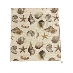 Roman blind, in neutral ground fabric decorated with seashells