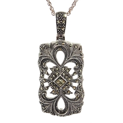  Silver marcasite pendant, stamped 925  