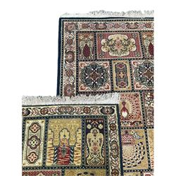 Two Persian design rugs (175cm x 91cm & 136cm x 70cm), and a Persian rug, plain field with central lozenge, repeating patterned border (199cm x 125cm)