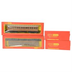 Hornby and Triang-Hornby 00 gauge rolling stock, comprising two R332 GWR Composite Coaches, R333 GWR Brake 3rd Coach, two R24 LNER Clerestory Coaches, R25 LNER Clerestory Brake Coach and ten wagons, all boxed