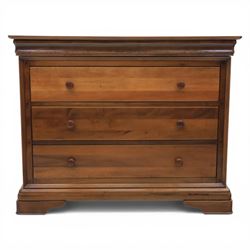 Willis & Gambier - French cherry wood chest fitted with three drawers, on bracket feet