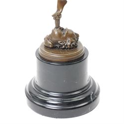 After Giambologna (Italian 1529-1608)- Bronze figure of Mercury holding the caduceus, with signature and foundry mark on marble base H43cm