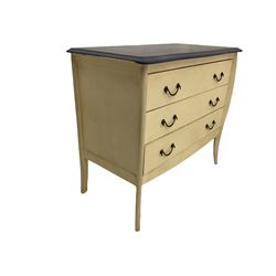 French style cream three drawer chest and bedside chest	