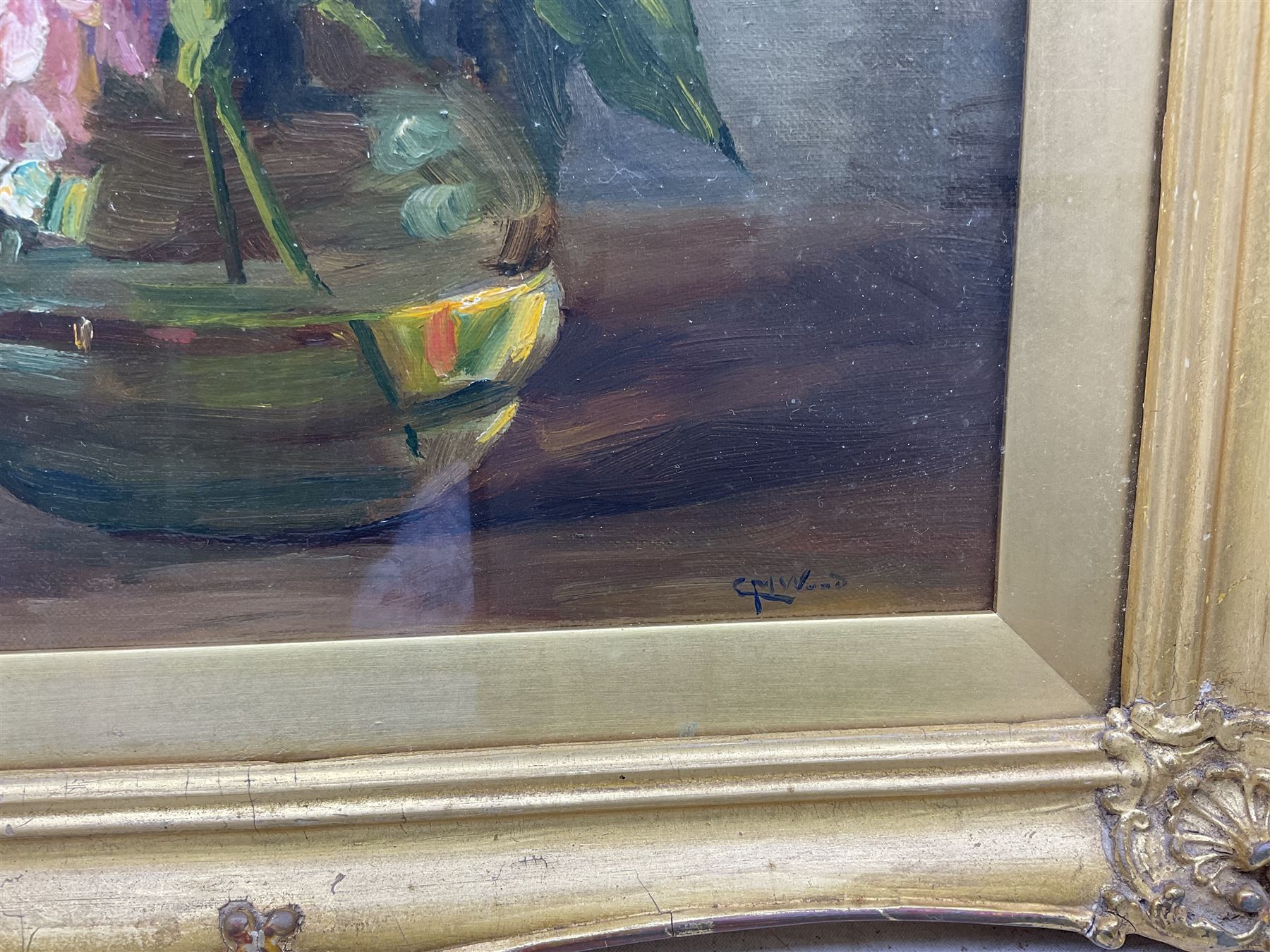 Catherine Martha Wood (British 1857-1939): Still Life of Roses, oil on board signed 17cm x 22cm