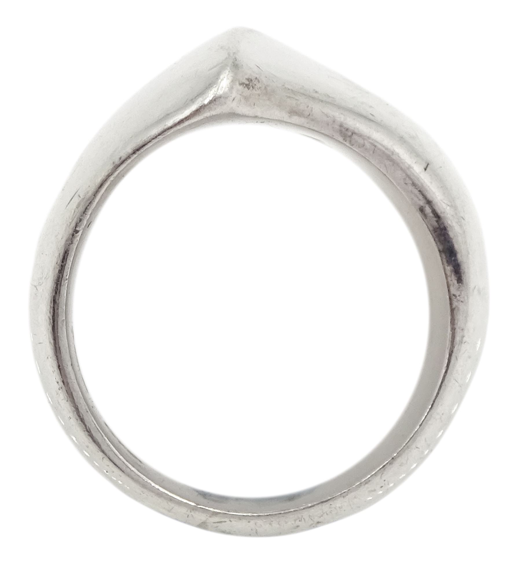 Georg Jensen silver modernist design ring designed by Nanna Ditzel, No. 91, London import mark 1973