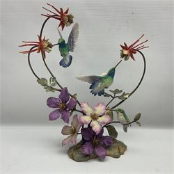 Franklin Mint House of Faberge, four humming bird figure groups, comprising Flight of Fancy, Beauty in Bloom, Splendor in the garden and The Enriched Garden, largest H35cm