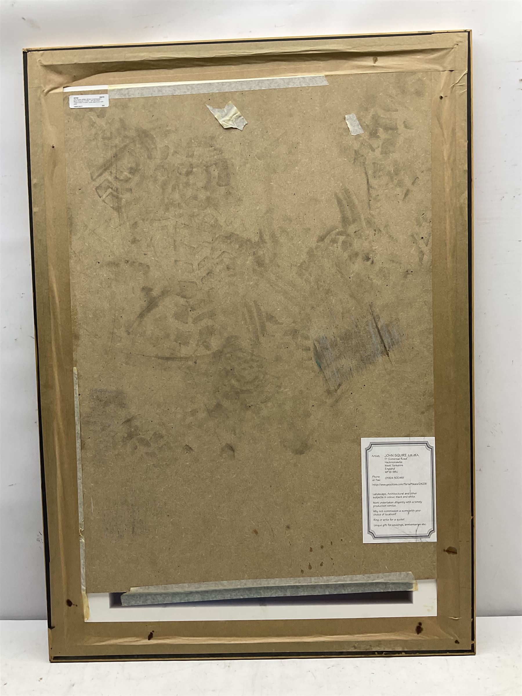 John Squire ARIBA (British Contemporary): North American Frontier - 'OK SALOON', mixed media on board, studio label verso with artist's address Heckmondwike, West Yorks verso 60cm x 42cm