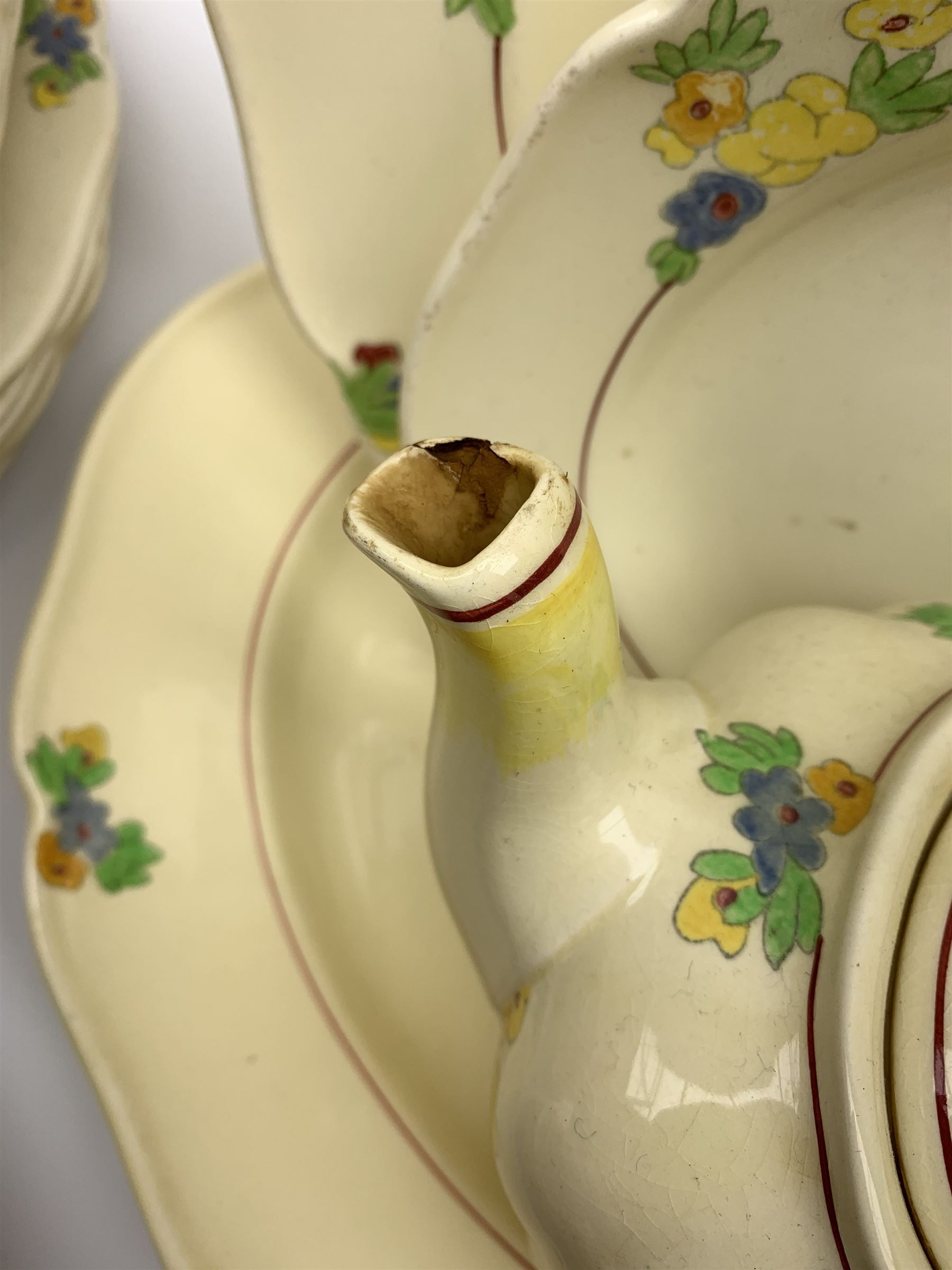 Royal Doulton Minden pattern dinner and tea wares, number D5334, together with a selection of silver plated flatware, most marked for Walker & Hall. 