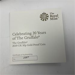 The Royal Mint United Kingdom 2019 'The Gruffalo' gold proof fifty pence coin, cased with certificate