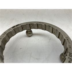 WW1 Trench Art - trivet on three ball feet formed from a section of a gun barrel inscribed 'Part of 18Pr Field Gun, as used in European War 1914.15.16.17.18.' D10cm