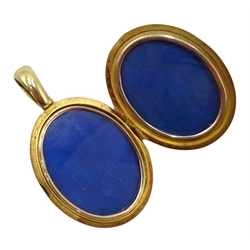  18ct gold oval hinged locket pendant, engraved initials on both sides, stamped 18 makers marks AD  