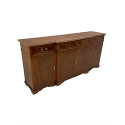 Reproduction yew wood breakfront side cabinet