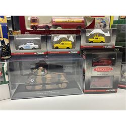 Thirty-eight modern die-cast models/sets  including Corgi and Lledo 1:76 scale Trackside vehicles; Unimax, Atlas and other tanks; TV & film related; advertising and promotional; QEII 80th Birthday etc; all but one boxed (38)