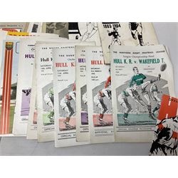 Rugby League - over thirty Hull Kingston Rovers match programmes 1950s/60s including home and away, various cup games, two 1969 single sheets and Last Match at Craven Park with ticket and club tie; five Challenge Cup Finals with tickets 1957-71 and 1962 signed by Eddie Waring; card mounted photograph of Barnsley United R.F.C. 1925/6; and other Rugby League ephemera