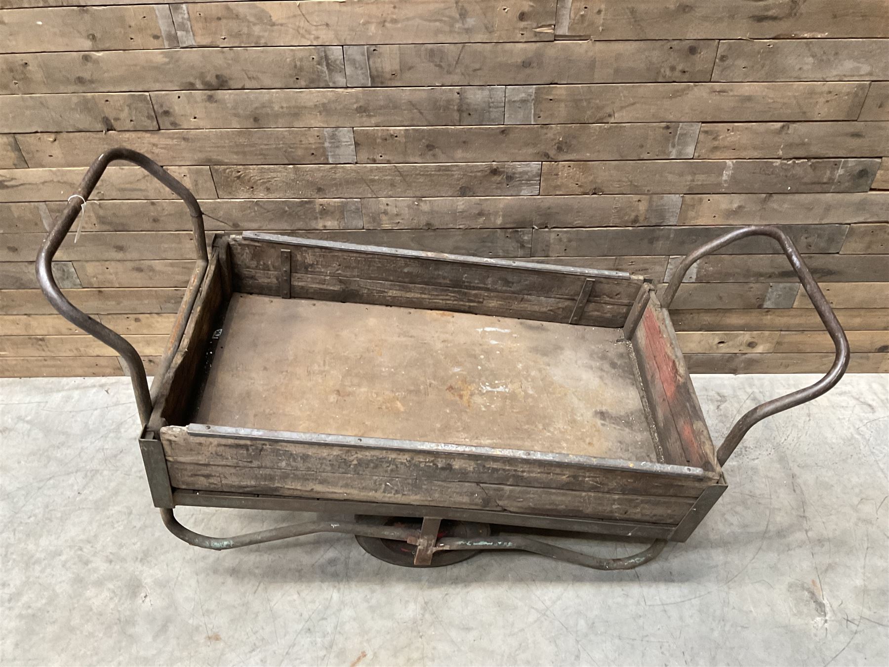 Vintage metal and wooden trolley cart