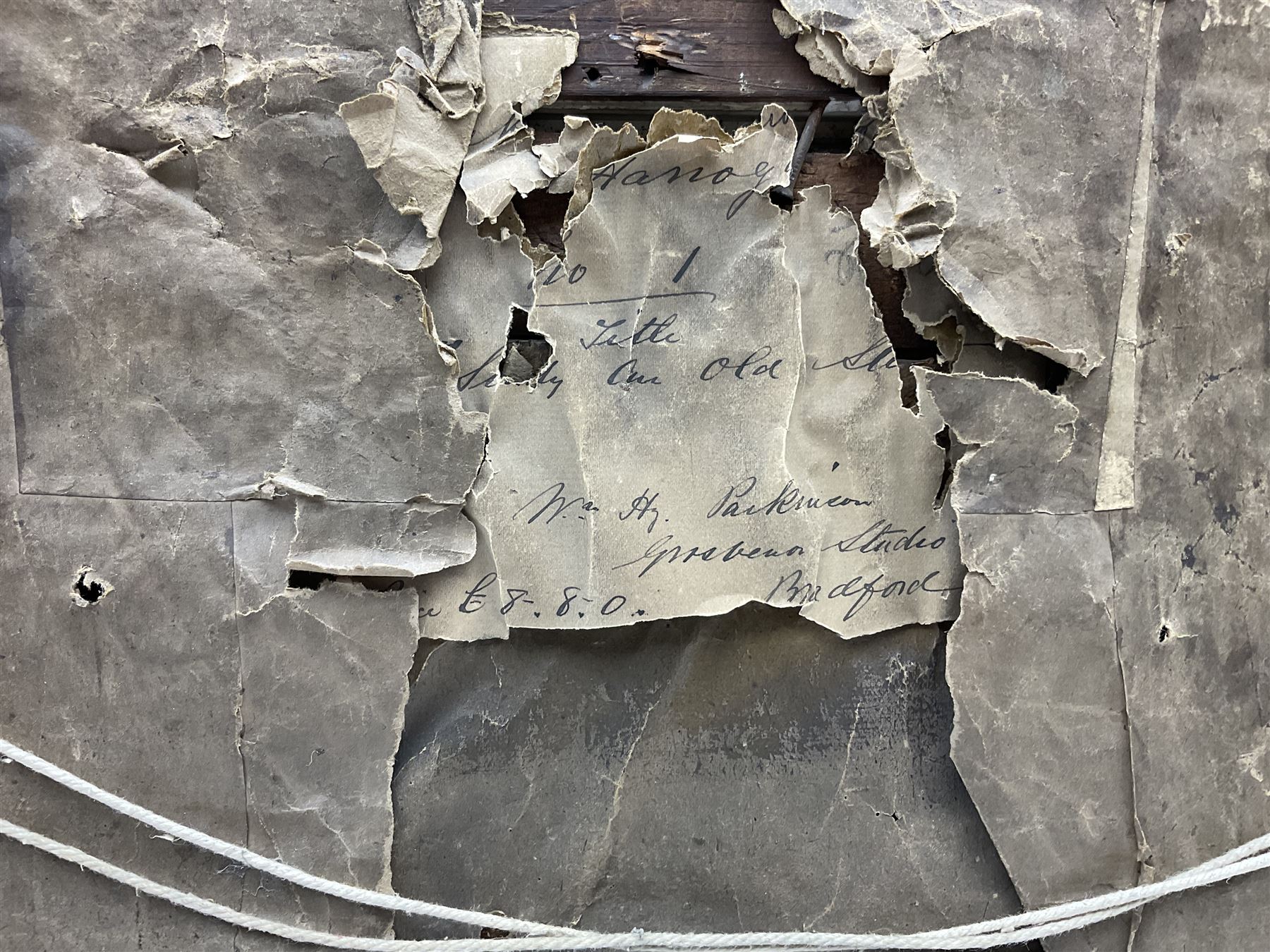 William H Parkinson (British 1864-1916): 'An Old Seaman', watercolour signed and dated 1893, original title label with artist's address verso 30cm x 21cm
Notes: Parkinson is listed as living in Bradford and exhibiting in both Bradford and Leeds