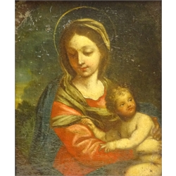  Italian School (17th Century): Madonna and Child, oil on canvas unsigned 21cm x 18cm   