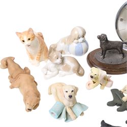 Kienzle automatic clock, together with Game Wood Studios Labrador, and other animal figures 