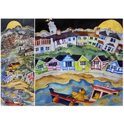 Mandy Walden (British Contemporary): 'Southwold' and 'Wells by the Sea, two limited edition giglee prints signed titled and numbered 1/100 in pencil max 51cm x 20cm (2) (unframed)