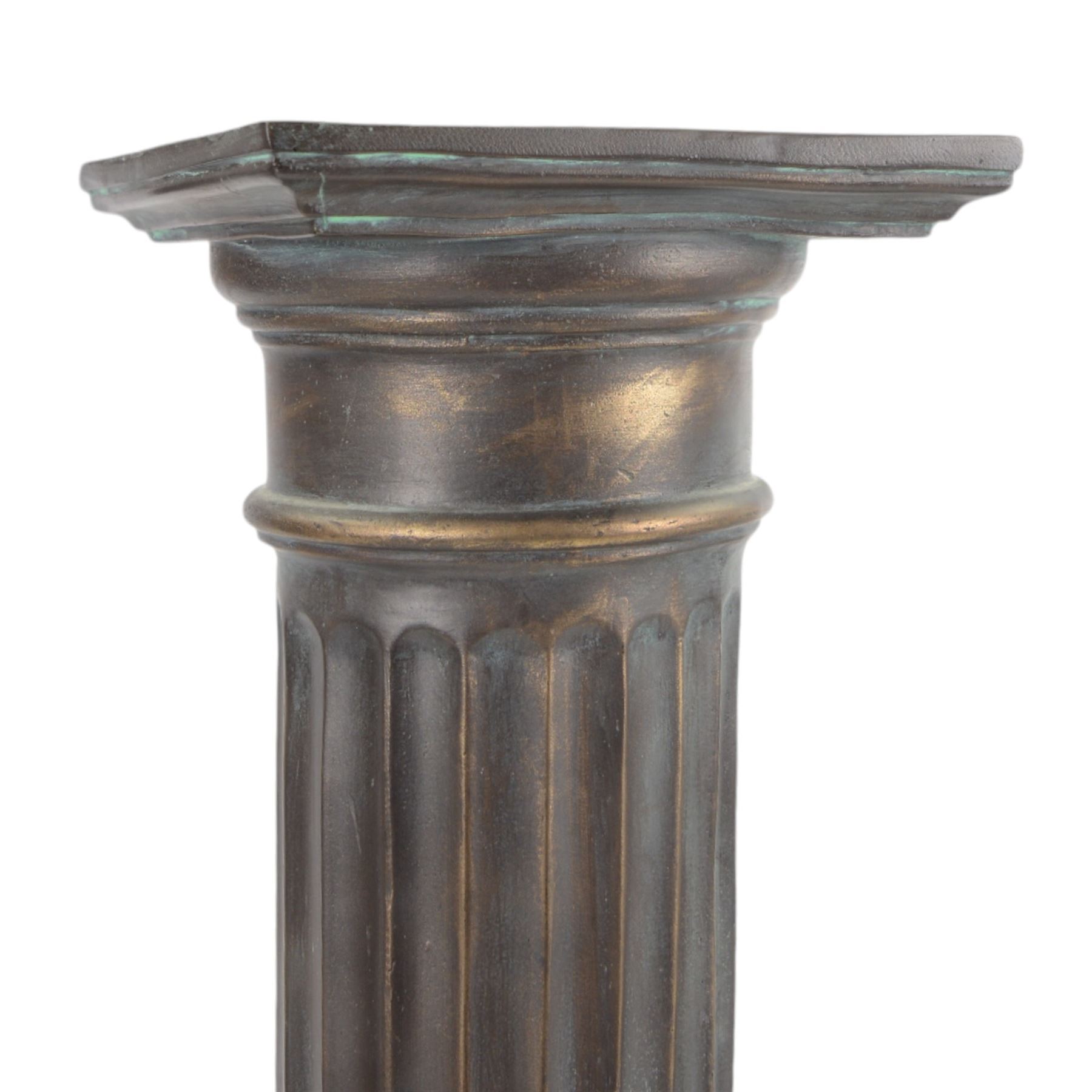 Austin Productions Art Nouveau style sculpture 'La Grace' after Eugene Marioton, signed and with impressed marks, together with similar composite figure of a nude figure on a rock and a pillar, pillar H77cm