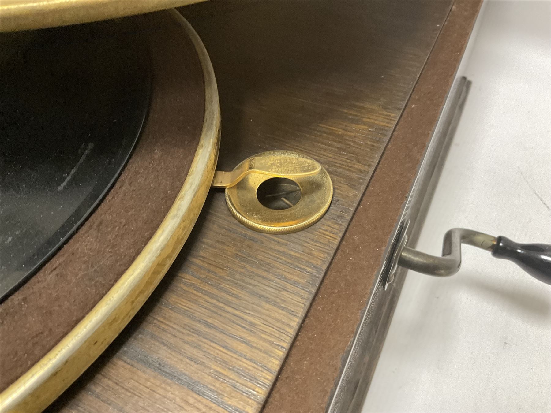 His Master's Voice Lumiere Gramophone, model no. 460 c1925, oak cased table top model with 12