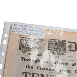 Dunkirk; Daily Express newspaper Friday May 31 1940, reporting on Dunkirk and the evacuation