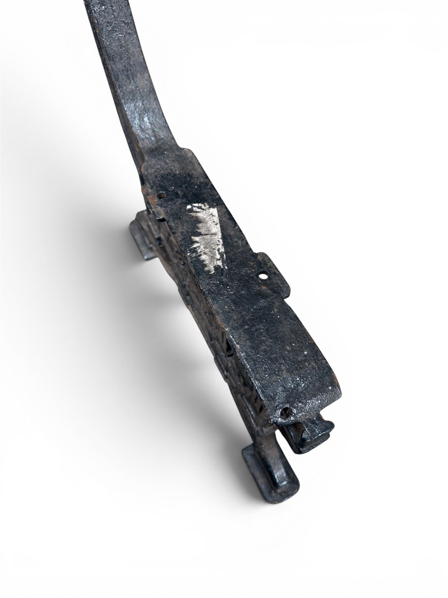 Yates Haywood - pair of Victorian cast iron bench ends, Architectural scrolling design with flower head detail, stamped with period registration number and date