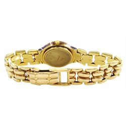 Bueche Girod ladies 9ct gold quartz wristwatch, with integral 9ct gold bracelet, London import mark 1993