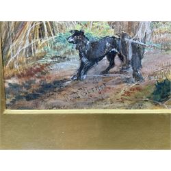 R Garner (British 19th century): Walking the Dog, watercolour signed and dated 1964, 33cm x 50cm