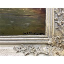 Frederick (Fred) William Elwell RA (British 1870-1958): A Quiet Water, oil on panel signed and dated 1906, 29cm x 39cm