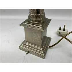 Metal corinthian column table lamp, H47cm