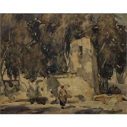Maude Burge (New Zealand 1865-1957): Tunisian Street with Figures, watercolour signed 31cm x 39cm