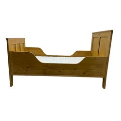 Waxed pine 3' single bedstead with mattress