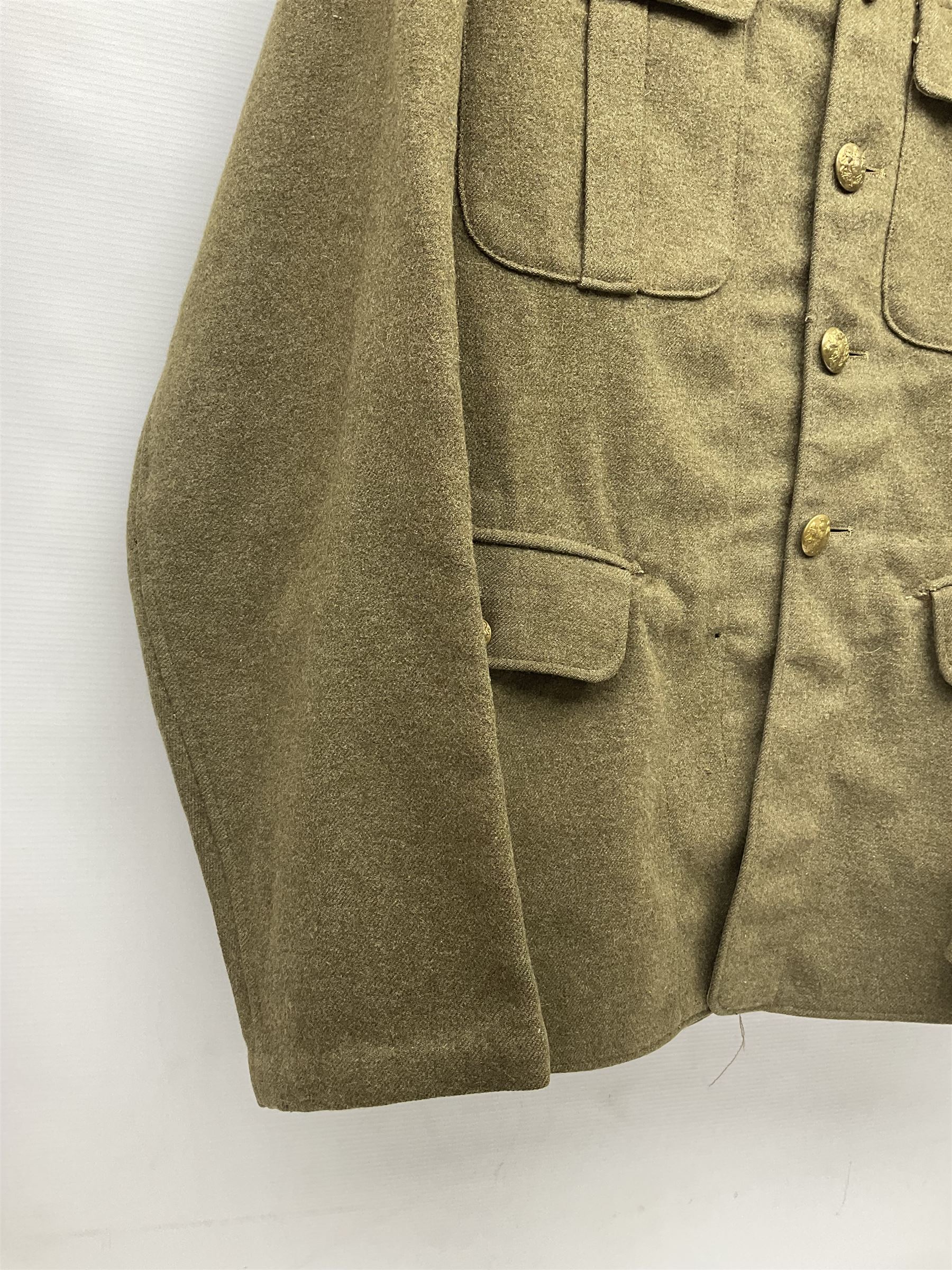 British M22 khaki tunic for the Hampshire Regiment with WW1 trio ribbon bar