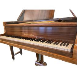 Pohlmann sapele mahogany cased baby grand piano, with duet stool