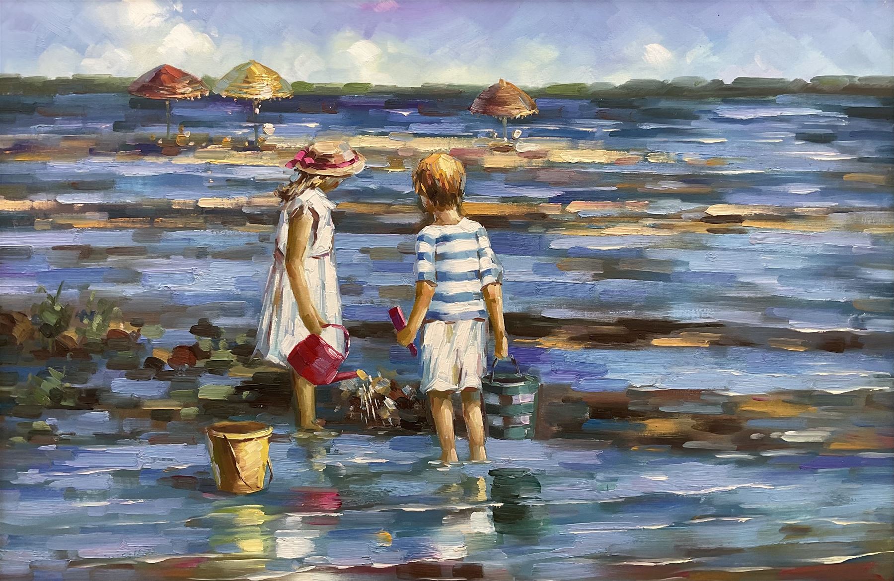 Impressionist School (Late 20th century): Children Wading on the Beach, oil on canvas unsigned 60cm x 90cm 
Provenance: purchased David Duggleby Ltd 8th November 2008 Lot 129