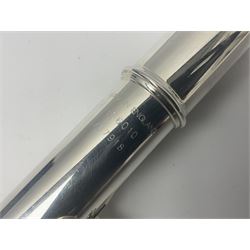 Buffet Crampon Model BC6010 silver plated three-piece flute, serial no.767918; in fitted case with cleaning rod
