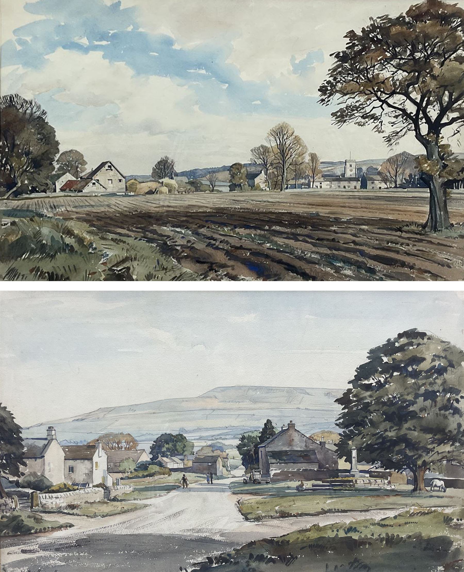 Walter Cecil Horsnell (British 1911-1997): Yorkshire Village Scenes, pair watercolours signed 31cm x 50cm (2)