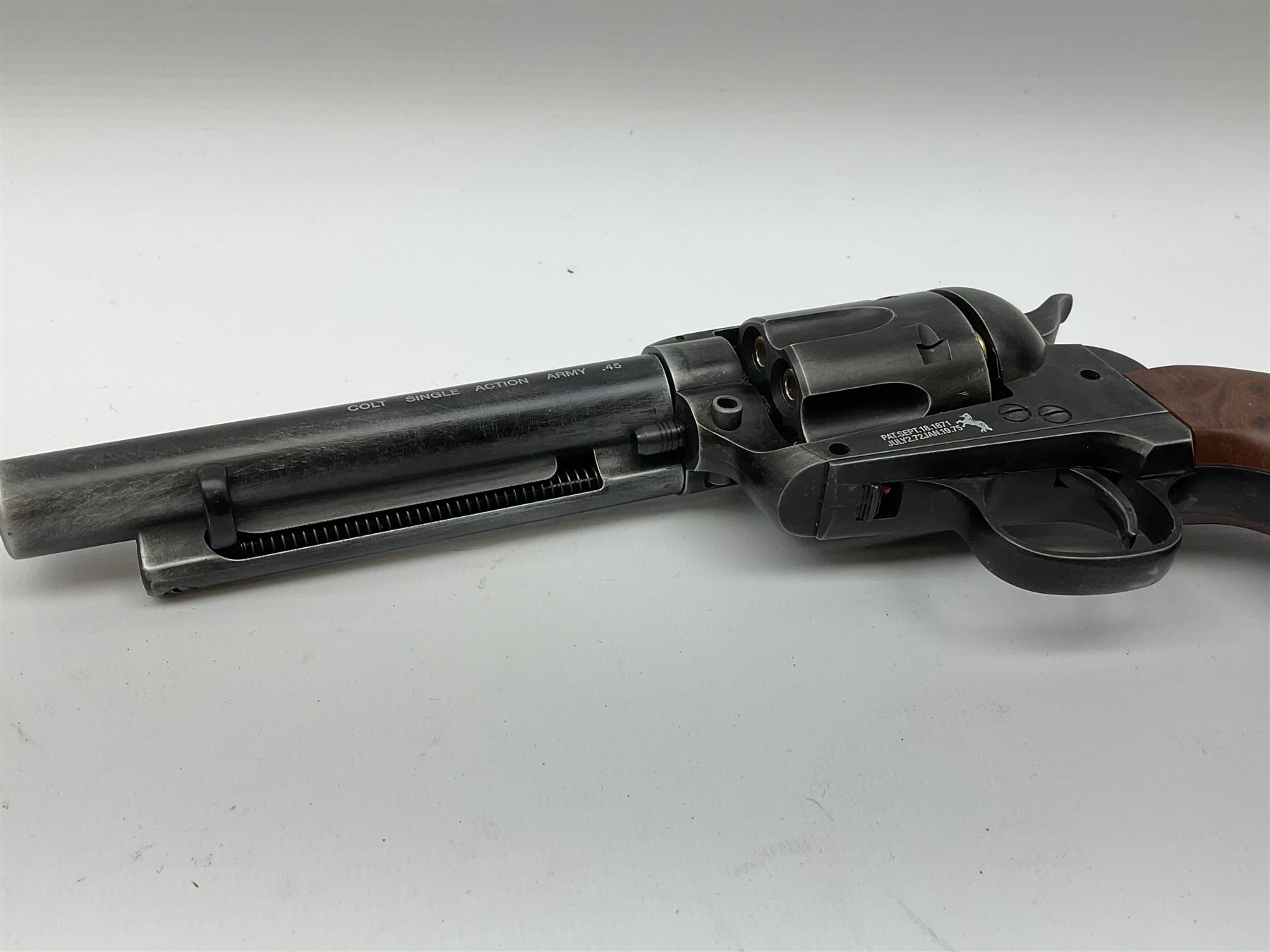Umarex Colt SAA (single action army) .45 CO2 BB airgun in full metal, serial no.15D75870, L30.5cm, boxed with instructions