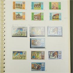 Mostly African stamps, including Swaziland Protectorate with King George V 1935 Silver Jubilee King George VI 1937 Coronation, Royal Visit 1947, Queen Elizabeth II with unused sets or part sets, commemorative covers, Basutoland, Bechuanaland, Rhodesia, Zambia, Southern Rhodesia etc, housed in two albums and loose