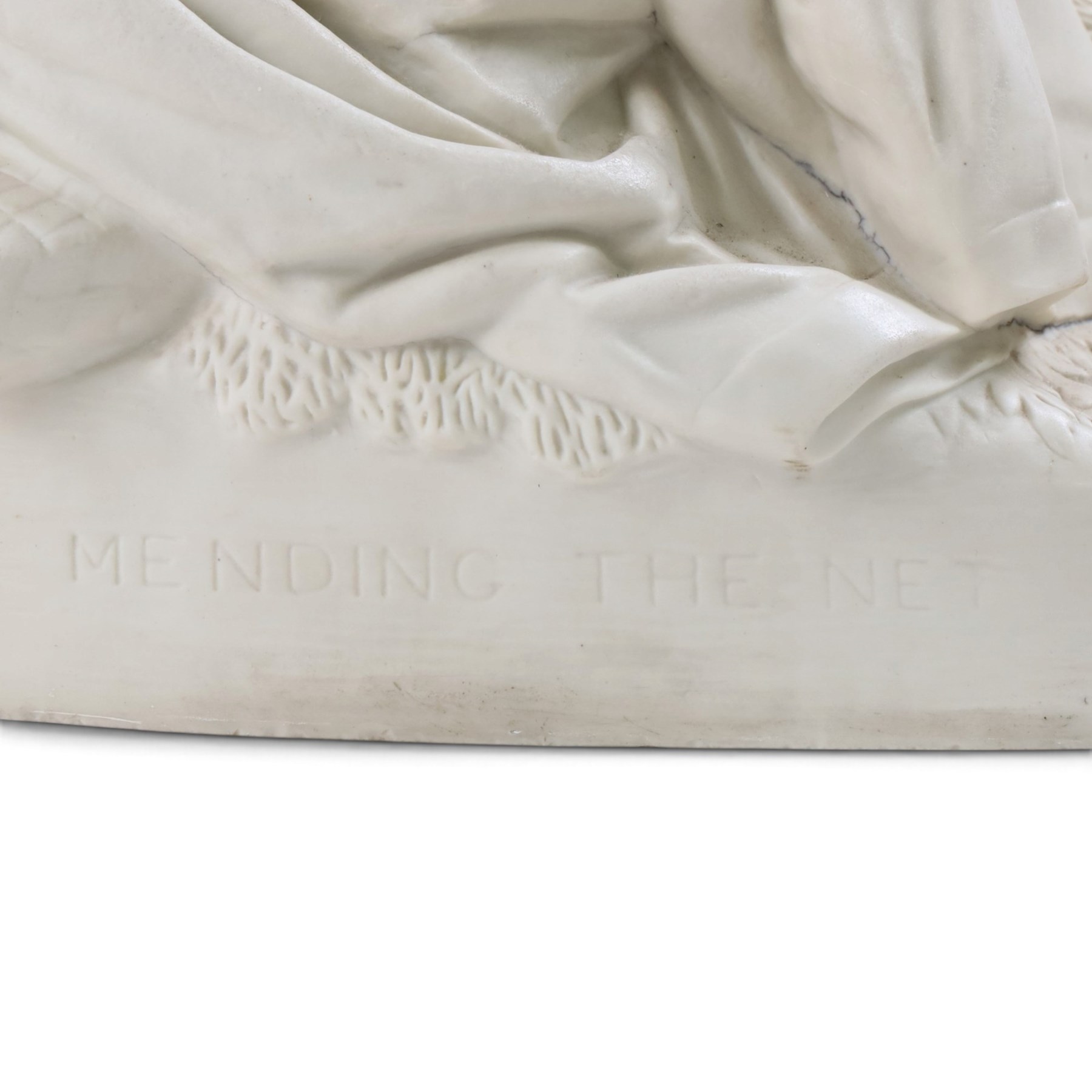 Parian porcelain figure Mending the Net, impressed 