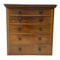 Small Victorian mahogany chest, moulded rectangular top over five graduating drawers 